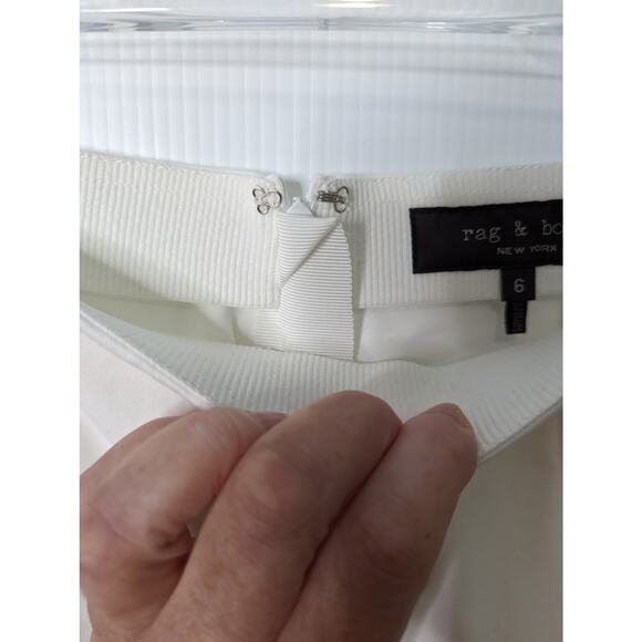 Rag & Bone Simone Snap White Ankle Pants Back Zip Cropped Slim Fit Size 6 - Picture 7 of 11